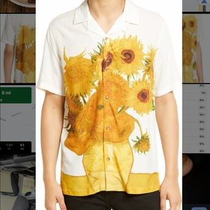 Van Gogh sunflowers button up